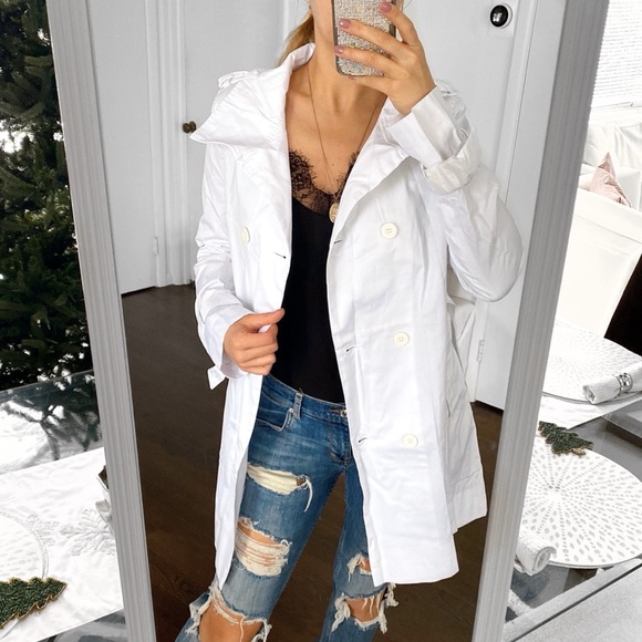 🐚 SISTERS POINT WHITE COTTON TRENCH COAT! - Picture 5 of 11